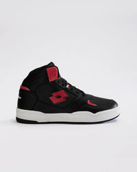 Men Lotto Hoop Star Urbano High - Black Beauty-Rococco Red Sneakers