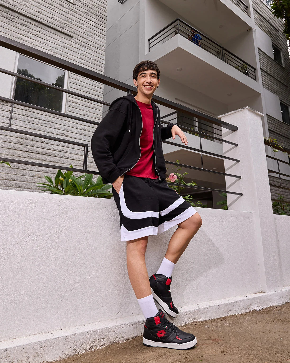 Hoop Star Urbano High - Black Beauty-Rococco Red