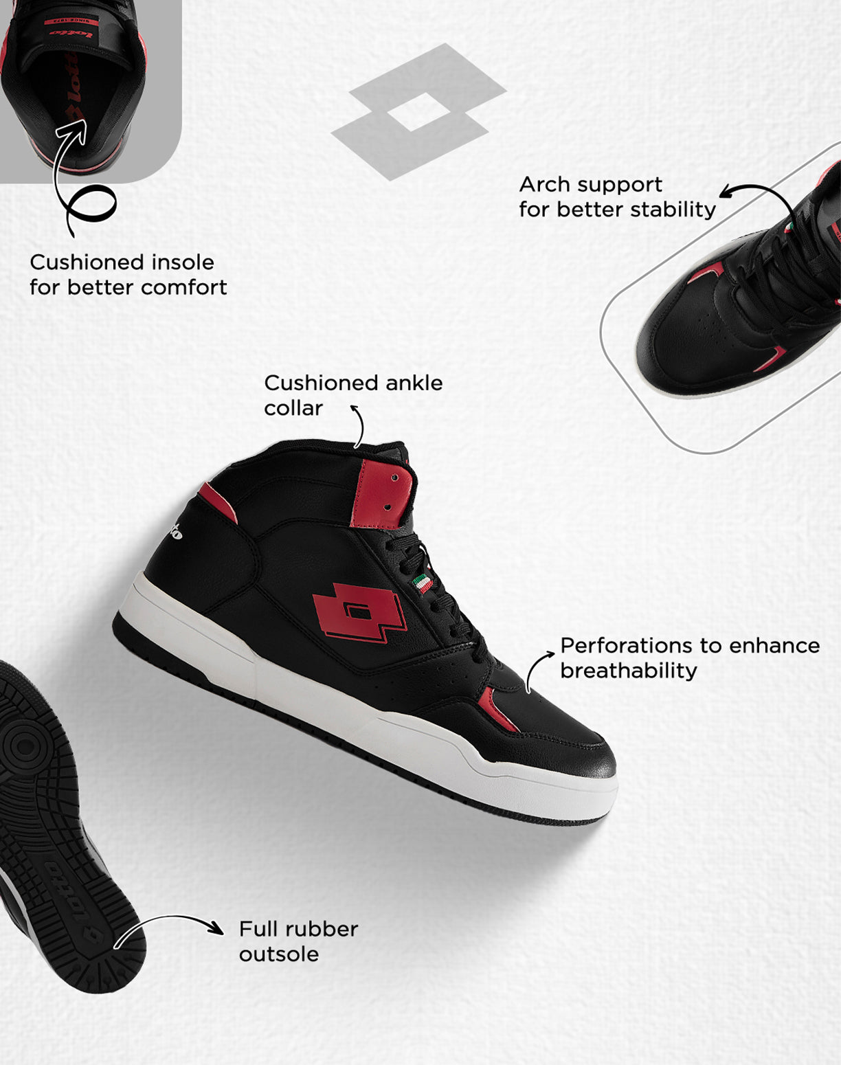 Hoop Star Urbano High - Black Beauty-Rococco Red