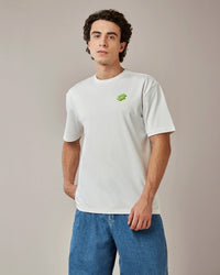 Men Lotto Melt Crew Tee - Bright White-Neon Burn T-shirts