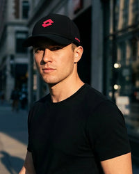 Unisex Lotto Essentials Baseball Cap - Black Beauty-High Risk Red Caps