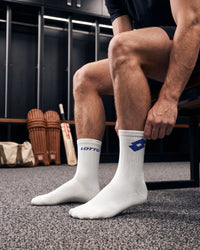 Unisex Lotto Mid Crew Cricket Socks - 2 Pairs- off White Socks