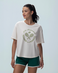 Women Lotto Courtline Flocked Tee - Star White T-shirts