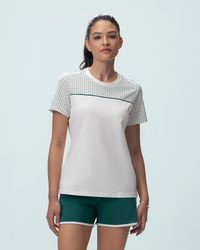 Women Lotto Courtline Checkered Colour Block Tee - Star White T-shirts