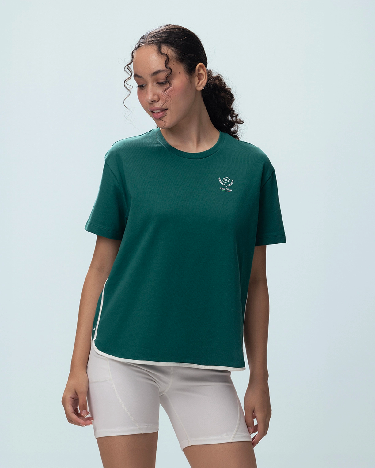 Women Lotto Courtline Colour Block Tee - Evergreen T-shirts0