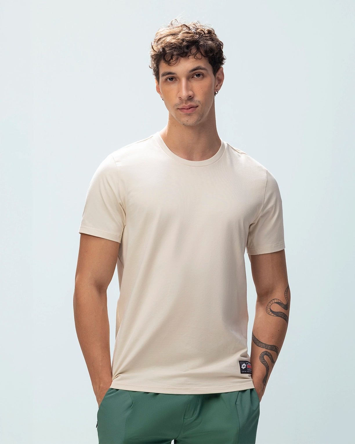 Men Lotto Patch Tee - Almond Milk T-shirts0