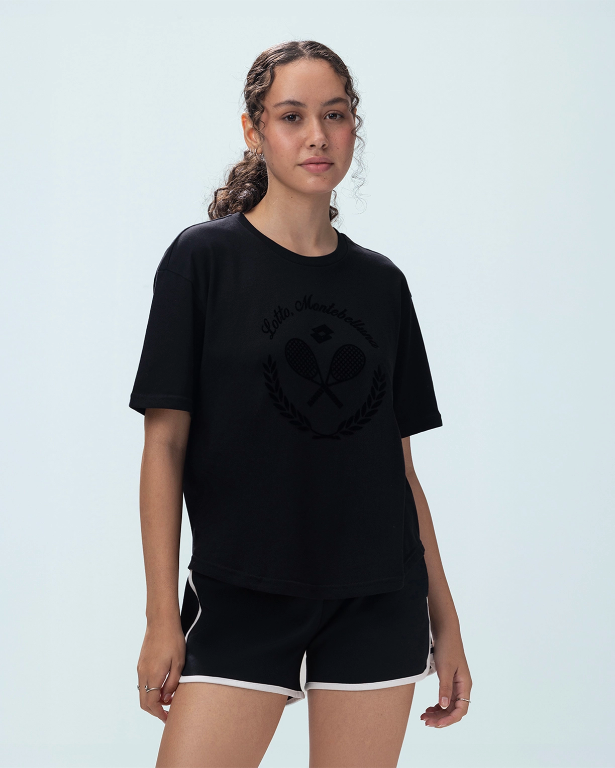 Courtline Flocked Tee - Black Beauty