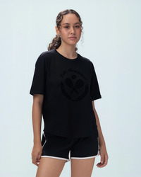 Women Lotto Courtline Flocked Tee - Black Beauty T-shirts