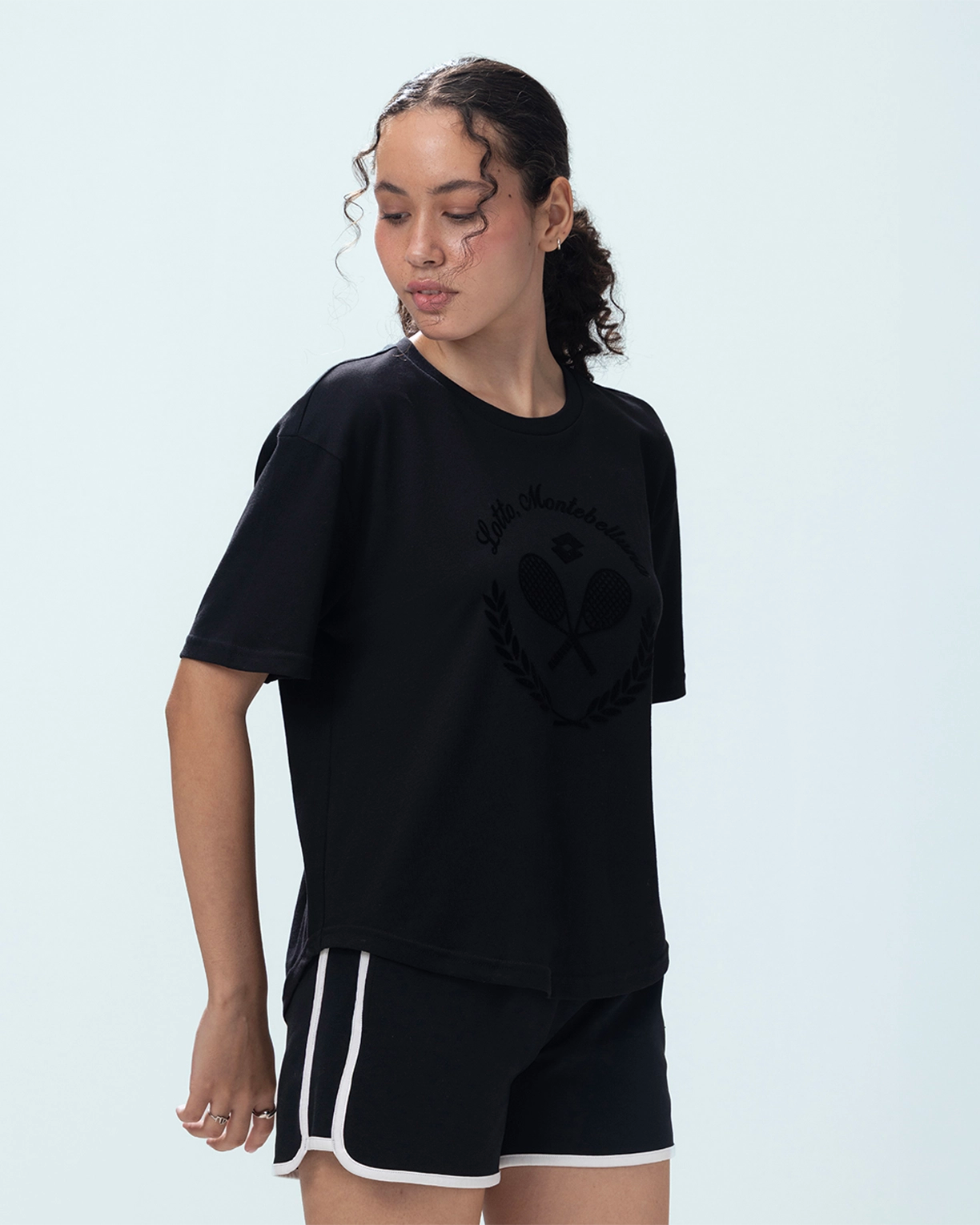 Courtline Flocked Tee - Black Beauty
