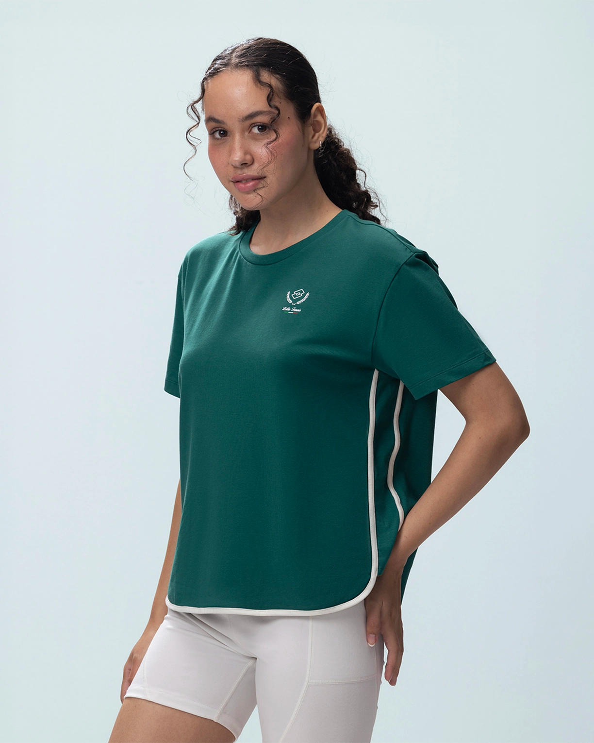 Women Lotto Courtline Colour Block Tee - Evergreen T-shirts1