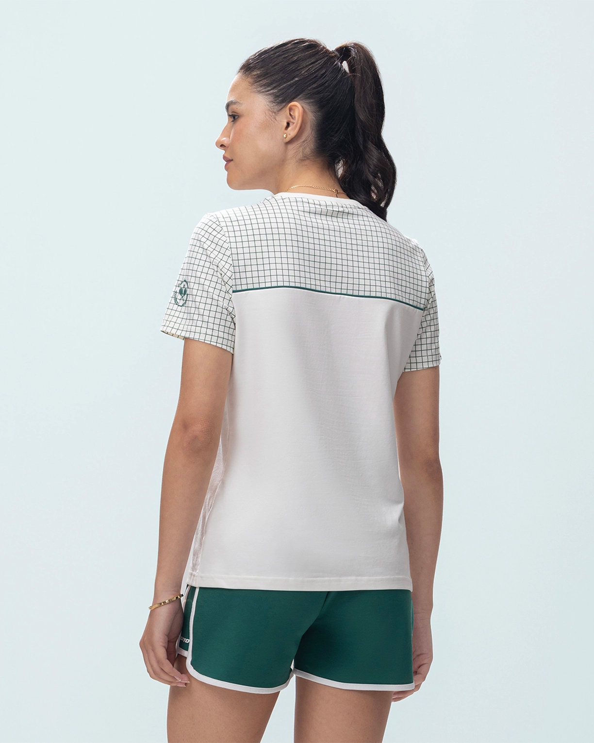 Courtline Checkered Colour Block Tee - Star White