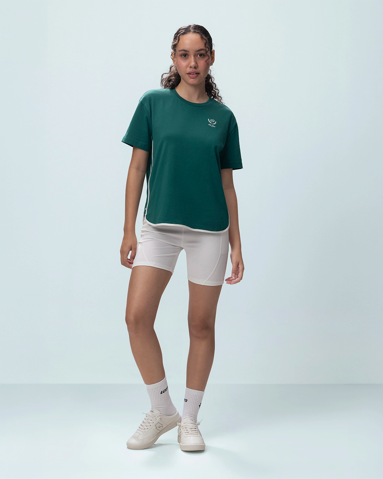 Women Lotto Courtline Colour Block Tee - Evergreen T-shirts5