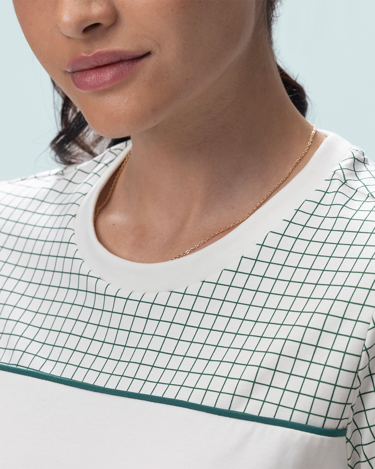 Courtline Checkered Colour Block Tee - Star White