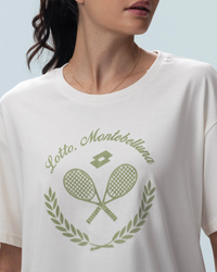 Women Lotto Courtline Flocked Tee - Star White T-shirts 1