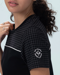 Women Lotto Courtline Checkered Colour Block Tee - Black Beauty T-shirts 1
