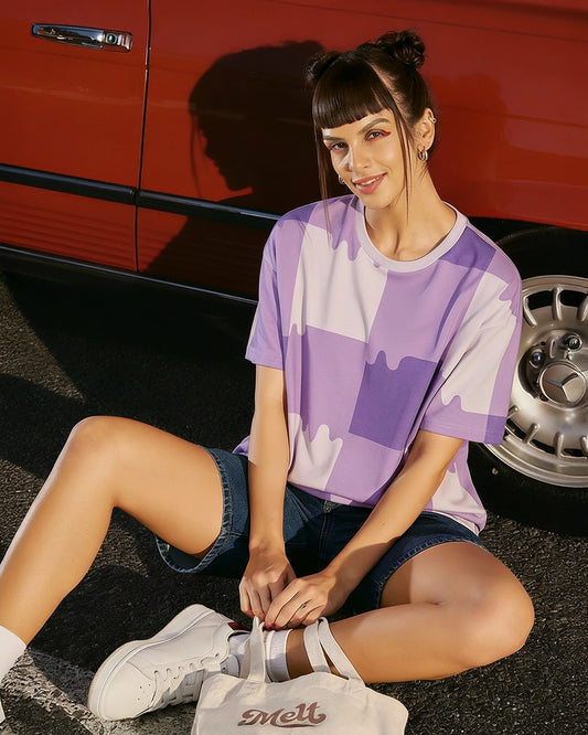 Women's Lotto Melt Gingham Tee - Liquid Fire