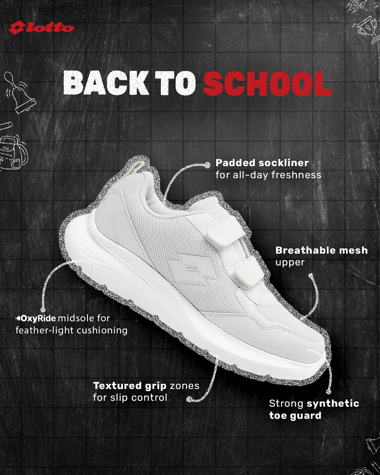 Unisex Lotto Ace Kids - White School Shoes7