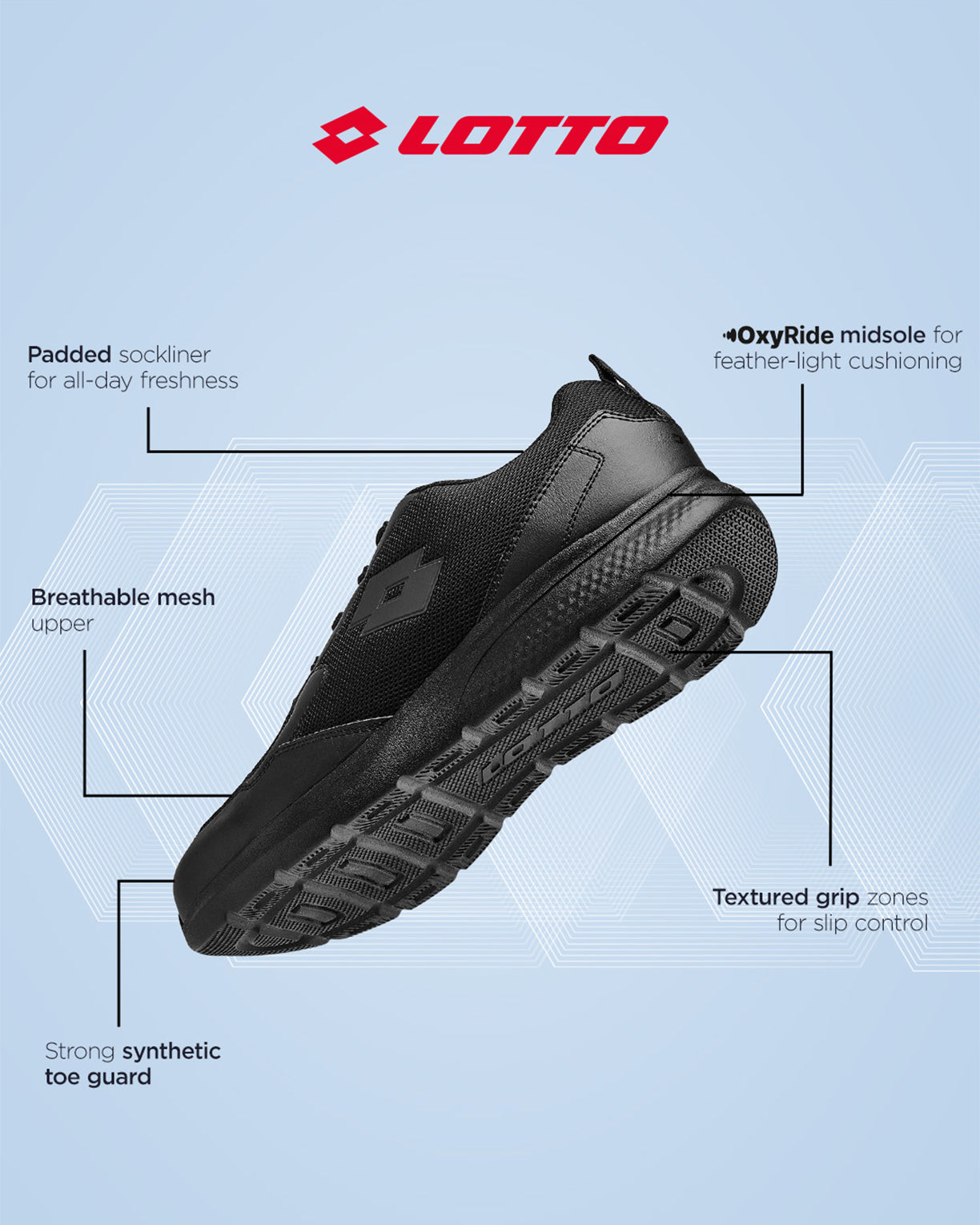 Unisex Lotto Ace - Black School Shoes7
