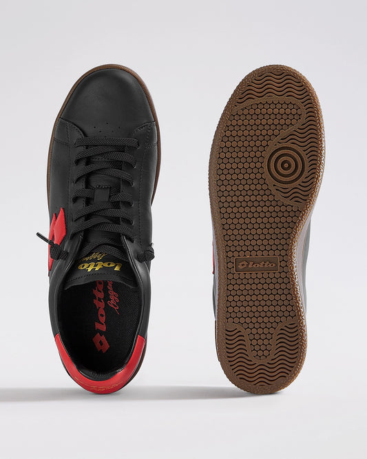 Men's Lotto Autograph OG Slip-On - Pure Black-Fiery Red