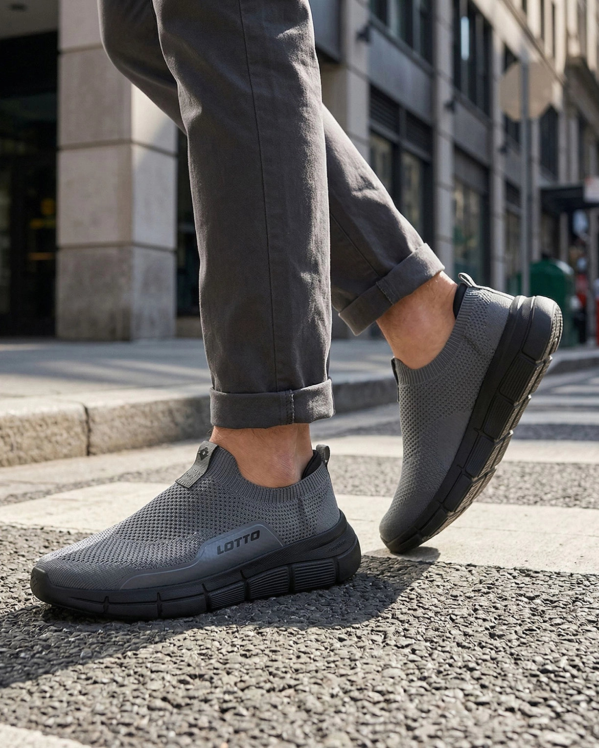 Men Lotto Pulsestep Slip-on - Castlerock-Black Beauty Walking Shoes4