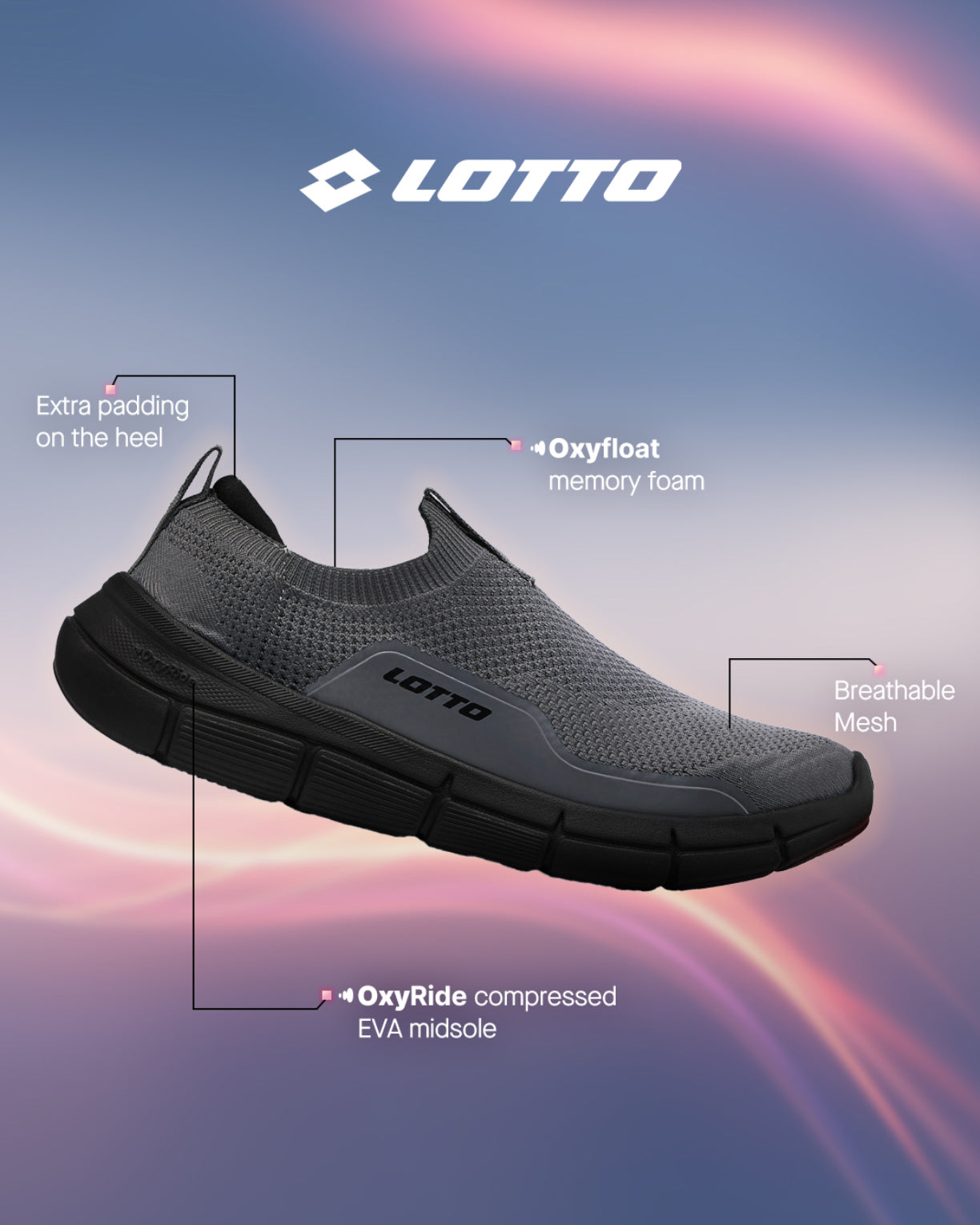 Men Lotto Pulsestep Slip-on - Castlerock-Black Beauty Walking Shoes7