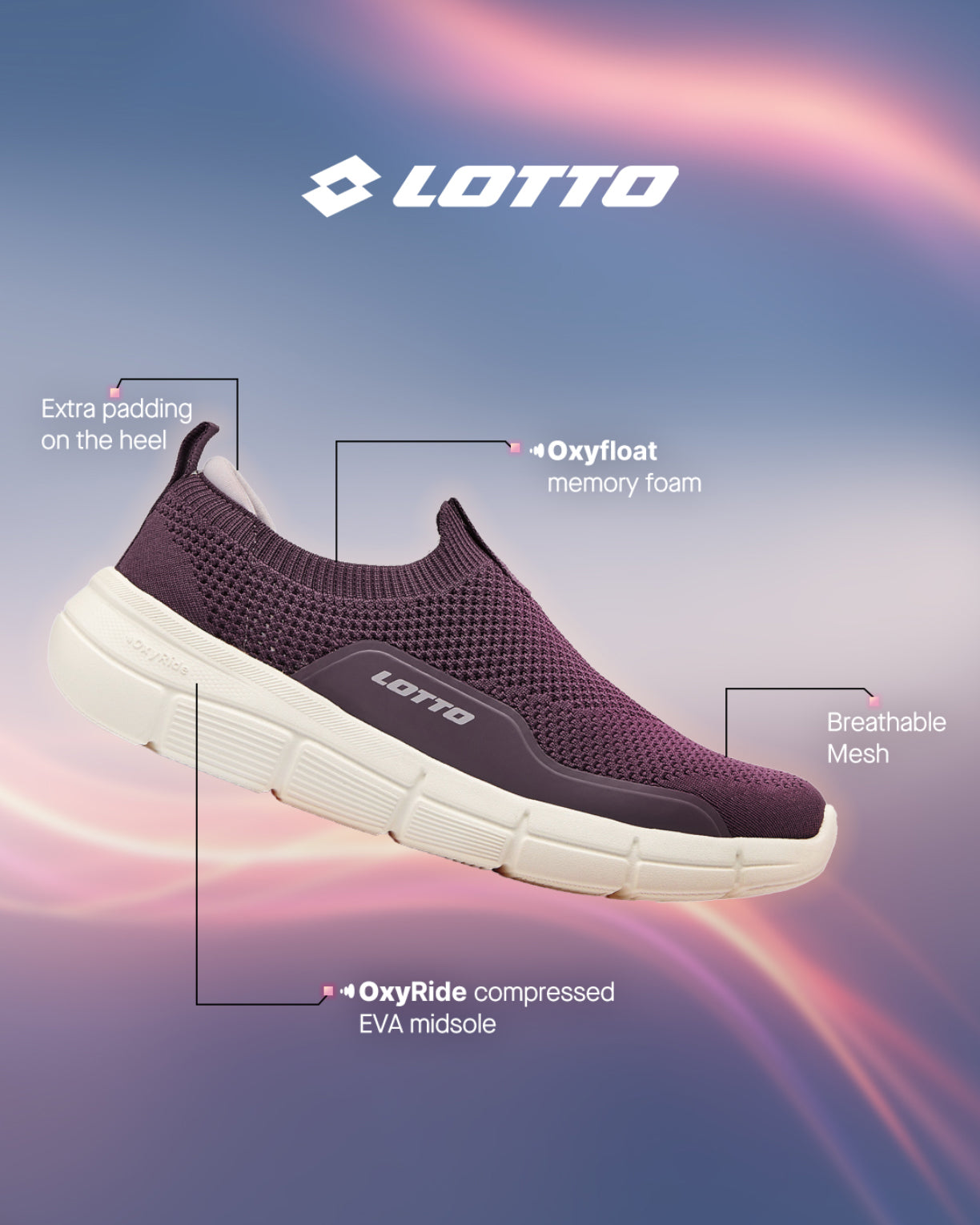 Women Lotto Pulsestep Slip-on - Orchid Ice Walking Shoes7