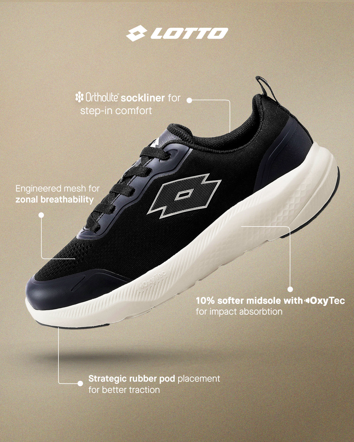 Men Lotto Oxyrun - Black Beauty Running Shoes6