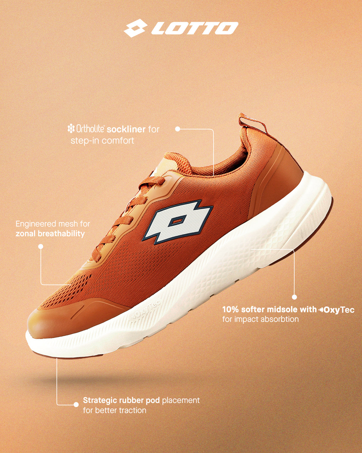 Men's Oxyrun - Bombay Orange Shoes | Lotto