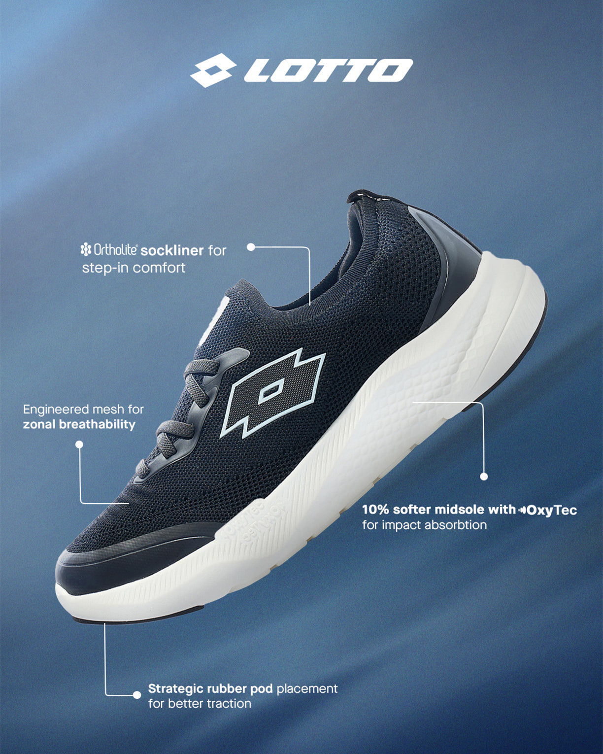 Men Lotto Oxyrun Slip-On - Black Beauty Walking Shoes7