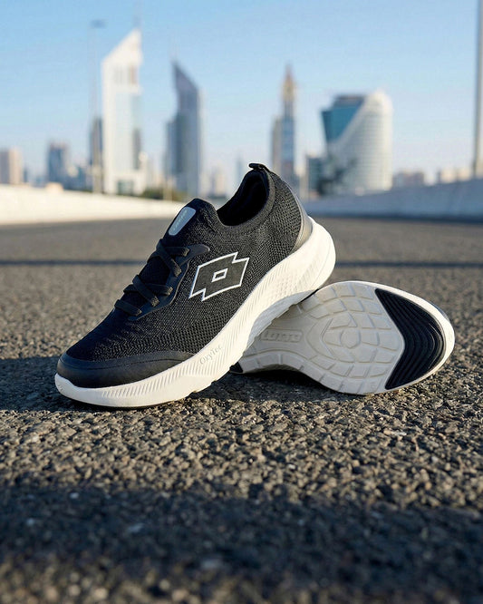 Men Lotto Oxyrun Slip-On - Black Beauty Walking Shoes