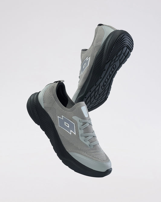 Men Lotto Oxyrun Slip On - Sharkskin-Black Beauty Walking Shoes 1