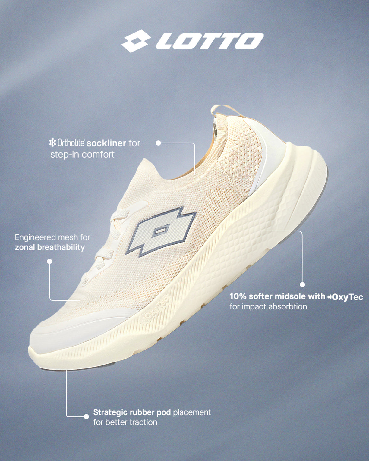 Women Lotto Oxyrun Slip On - Gardenia Walking Shoes7