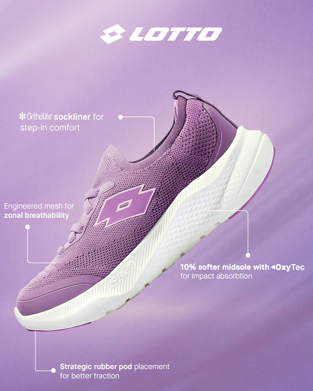 LOTTO × Diaspora Women's Oxyrun Slip On - Radiant Orchid Shoes | Lotto