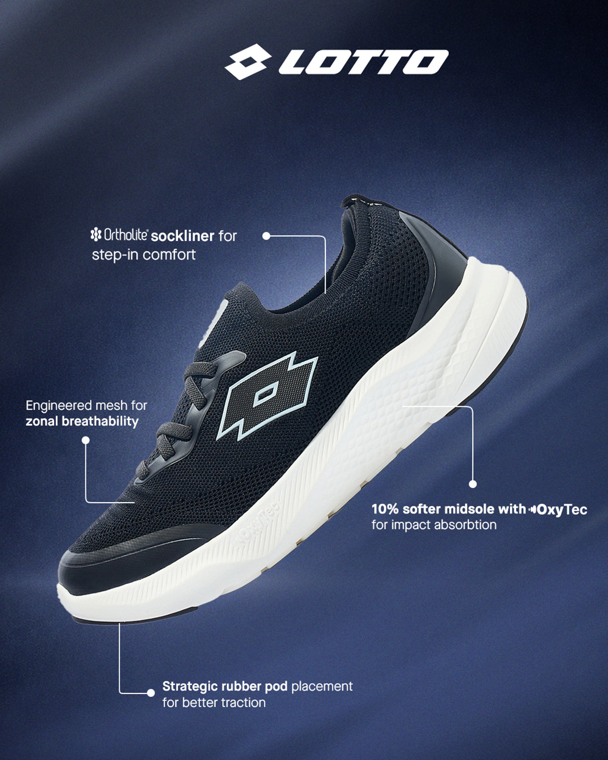 Women Lotto Oxyrun Slip On - Black Beauty Walking Shoes6