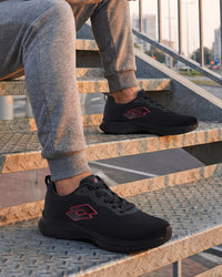 Men Lotto Atleta Knit - Black Beauty-Rococco Red-Star White Running Shoes