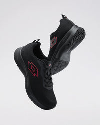 Men Lotto Atleta Knit - Black Beauty-Rococco Red-Star White Running Shoes 1