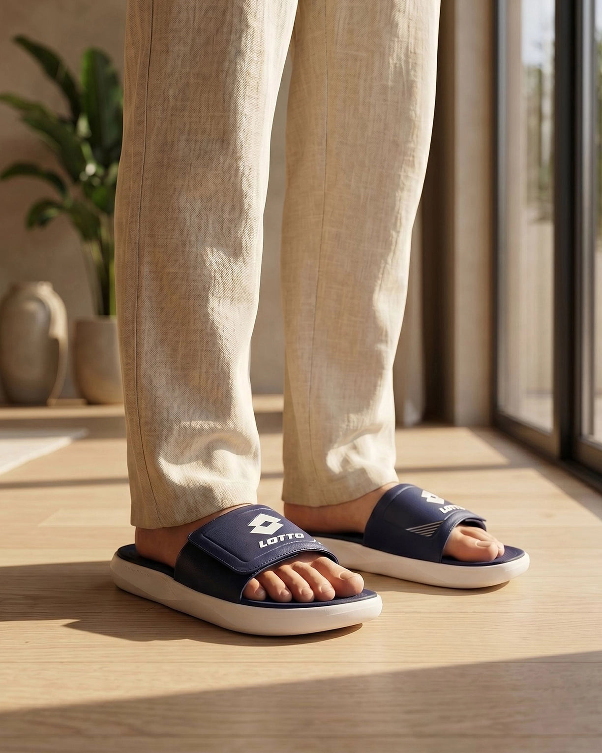Men Lotto Groove Slide - Peacoat-Sandshell Slides3