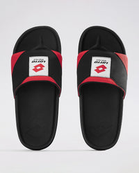 Men Lotto Enduro Strip - Black Beauty-Fiery Red Slides 1