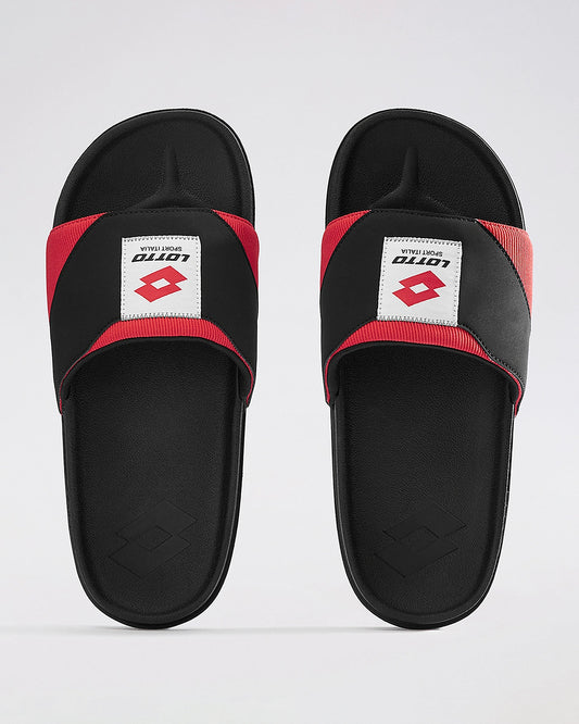 Men's Lotto Enduro Strip - Black Beauty-Fiery Red