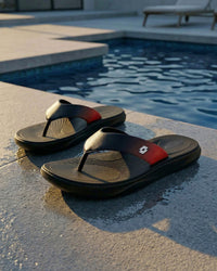 Men Lotto Groove Stack - Black Beauty-Fiery Red Slippers