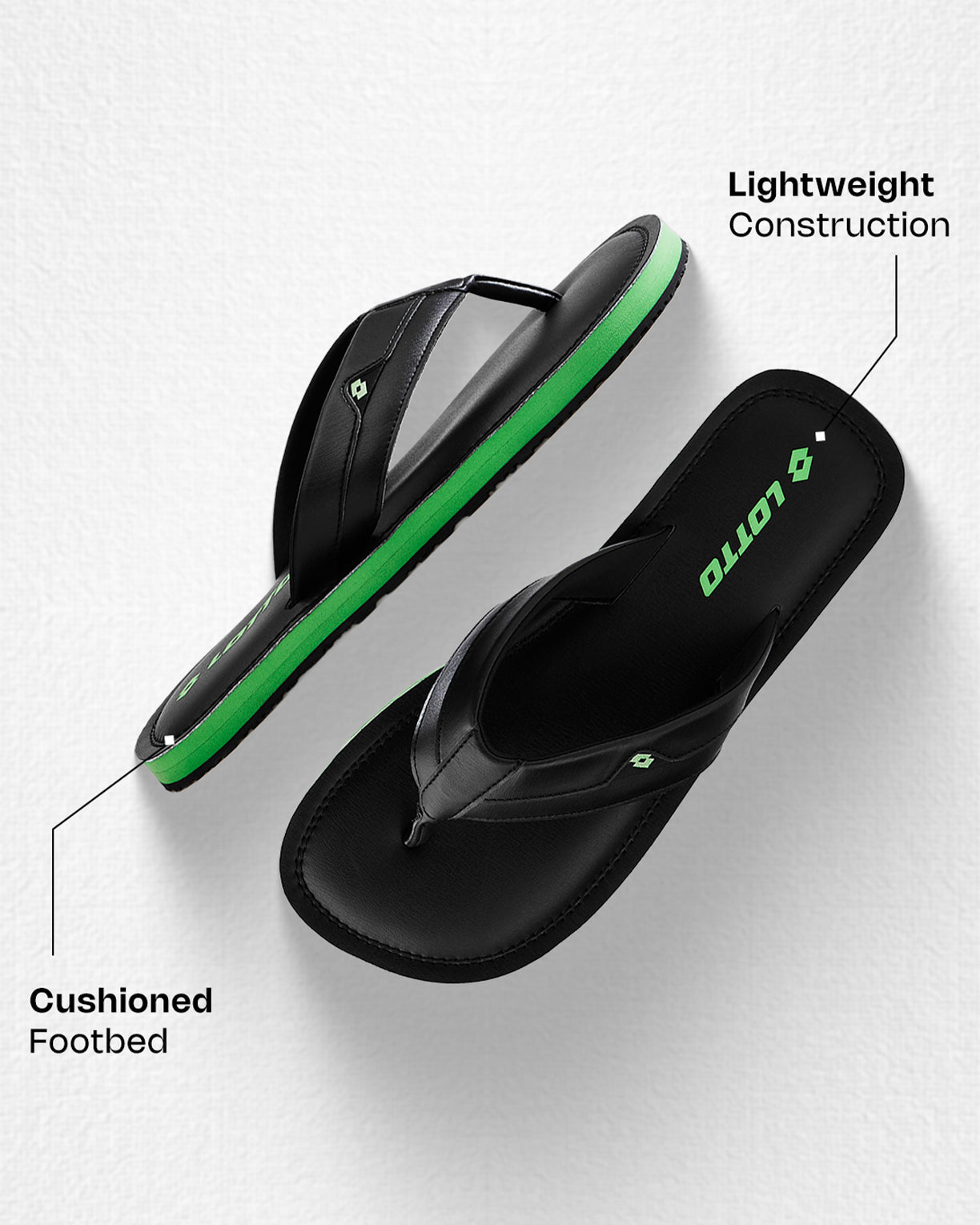 Men's Spring Step - Black Beauty-Poison Green Slippers | Lotto