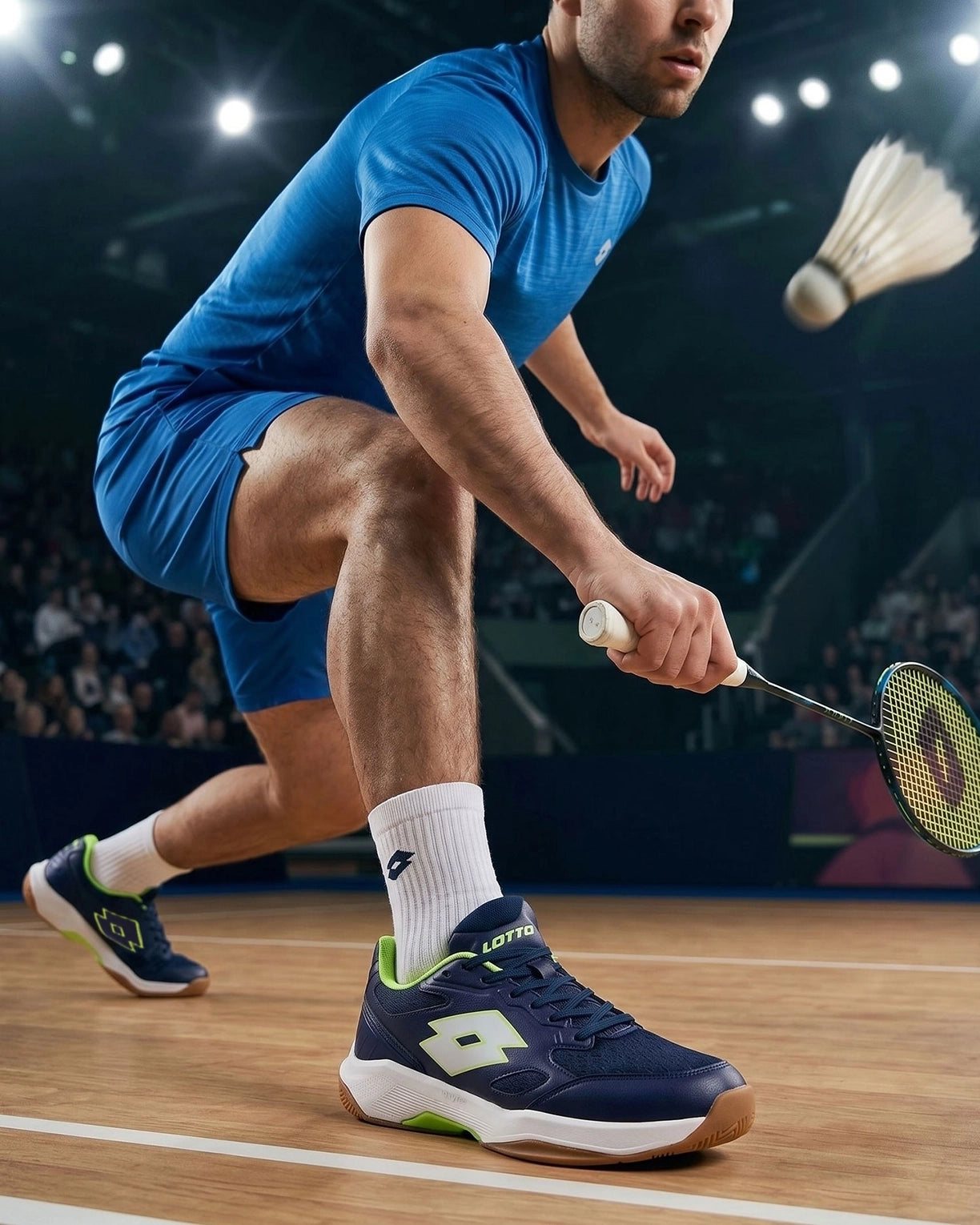 Men Lotto Triumph - Peacoat-Lime Punch Badminton Shoes8