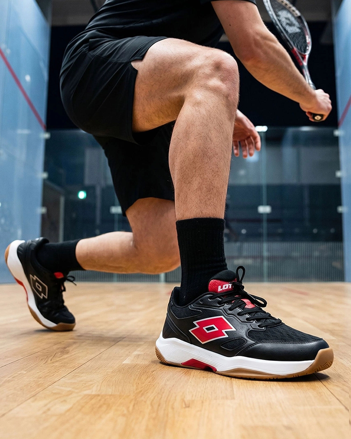 Men Lotto Triumph - Black Beauty-Haute Red Badminton Shoes7