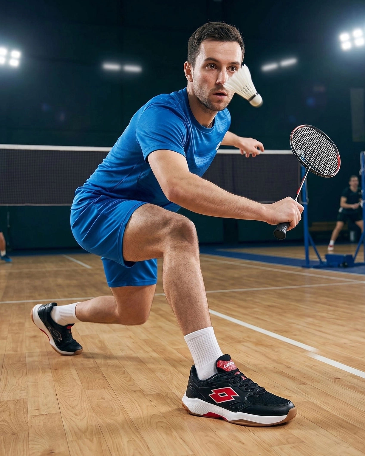 Men Lotto Triumph - Black Beauty-Haute Red Badminton Shoes8