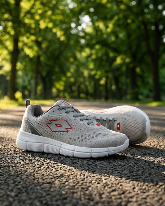 Men Lotto PulseTrek - Frost Grey-Red Walking Shoes