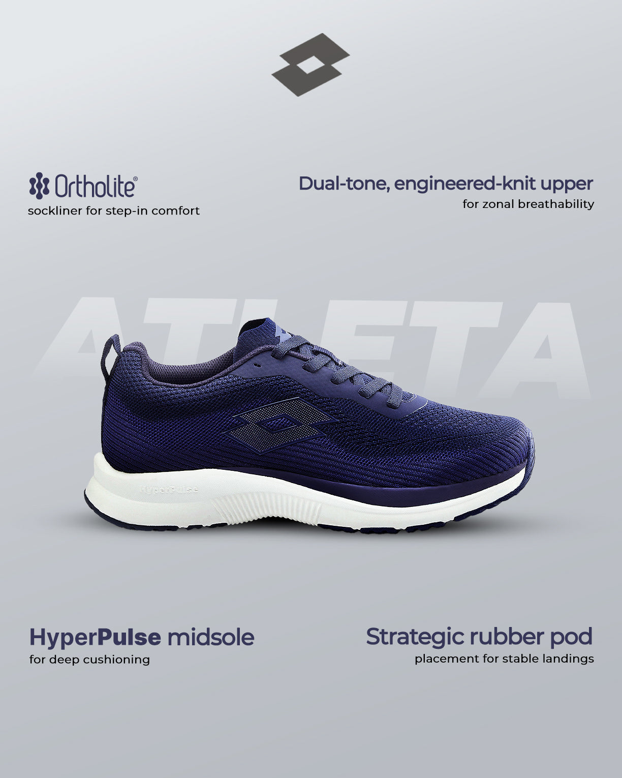 Men Lotto Atleta Shift - Peacoat-Star White Running Shoes6