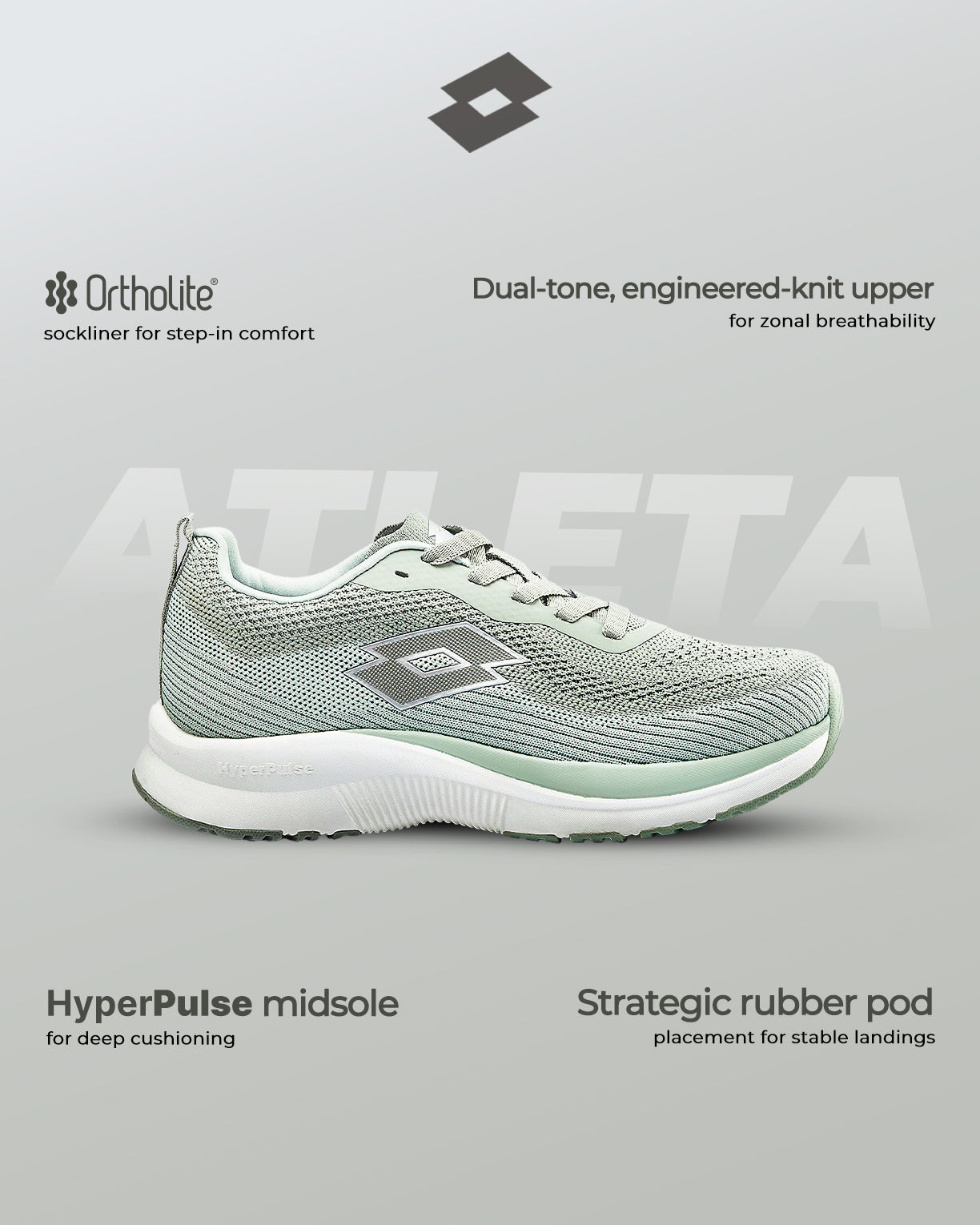 Women Lotto Atleta Shift - Sea Foam-Star White Running Shoes6