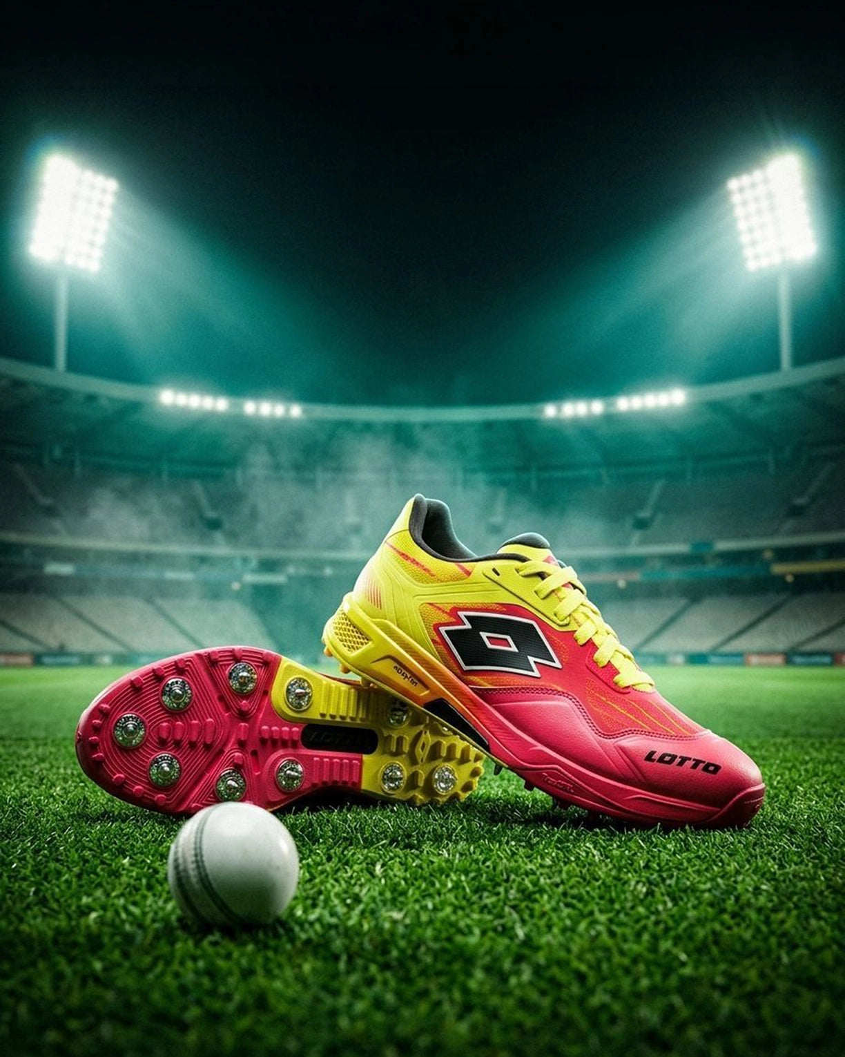 Men Lotto Supershot Fire Dragon: Cricket Batting Spike - Red-Yellow Cricket Shoes1