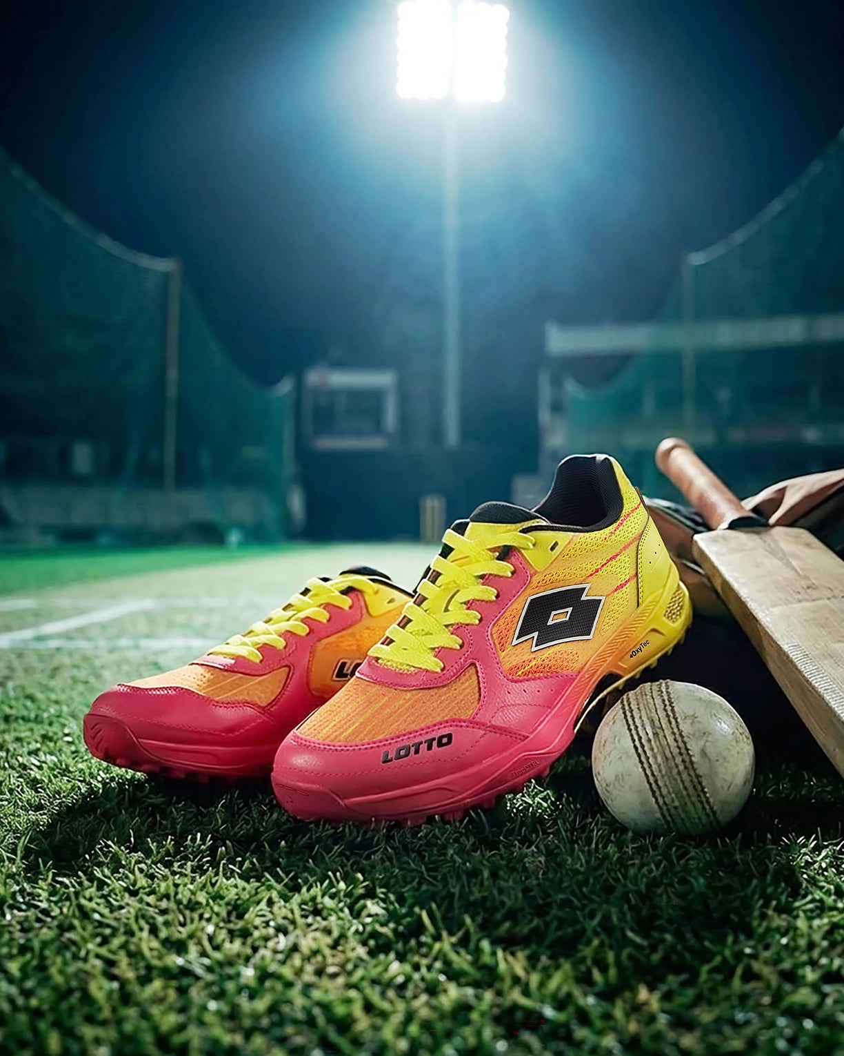 Men Lotto Blaze Hit Fire Dragon: Cricket Trainer - Red-Yellow Cricket Shoes1