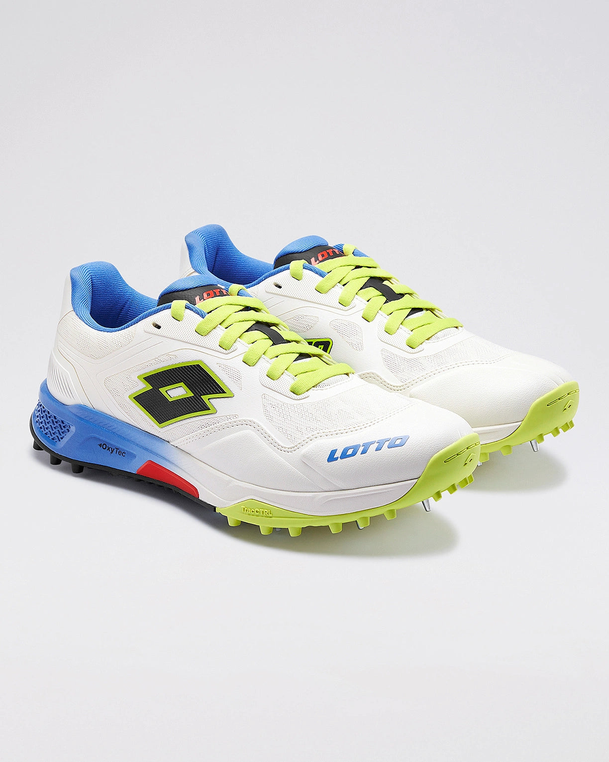Men Lotto Supershot Blizzard: Cricket Batting Spike - White-Blue Cricket Shoes3